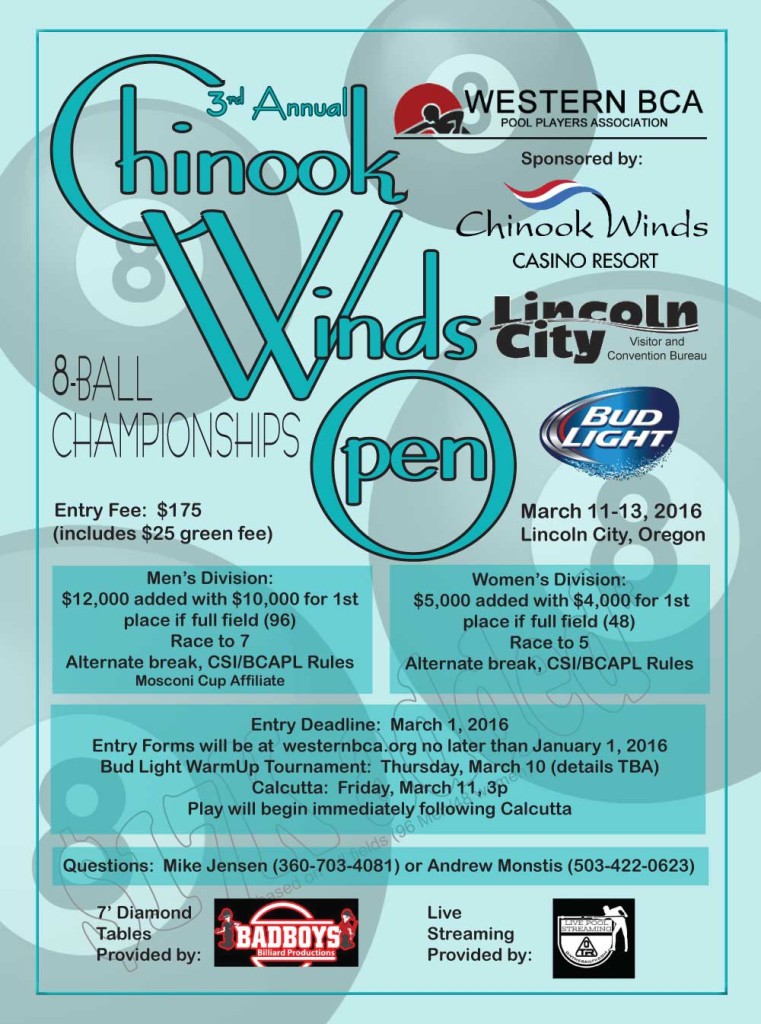 CHINOOK WINDS Professor Q Ball's National Pool & Billiard News