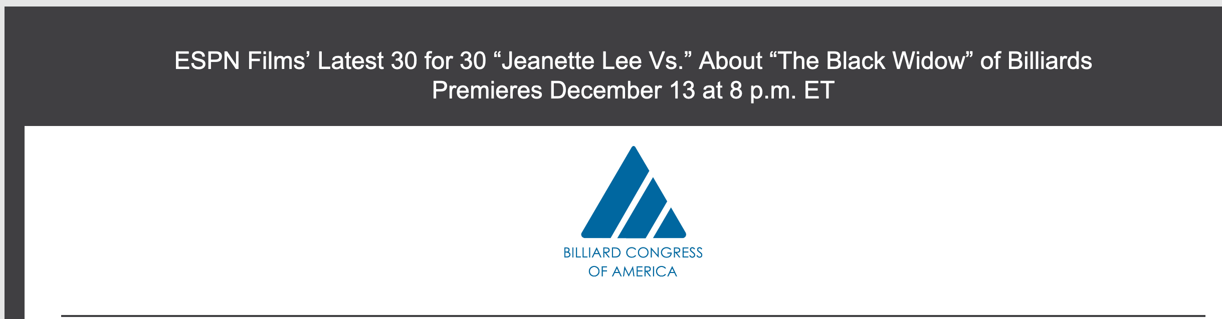 ESPN Films' Latest 30 for 30 JEANETTE LEE - Professor Q Ball's National  Pool & Billiard News